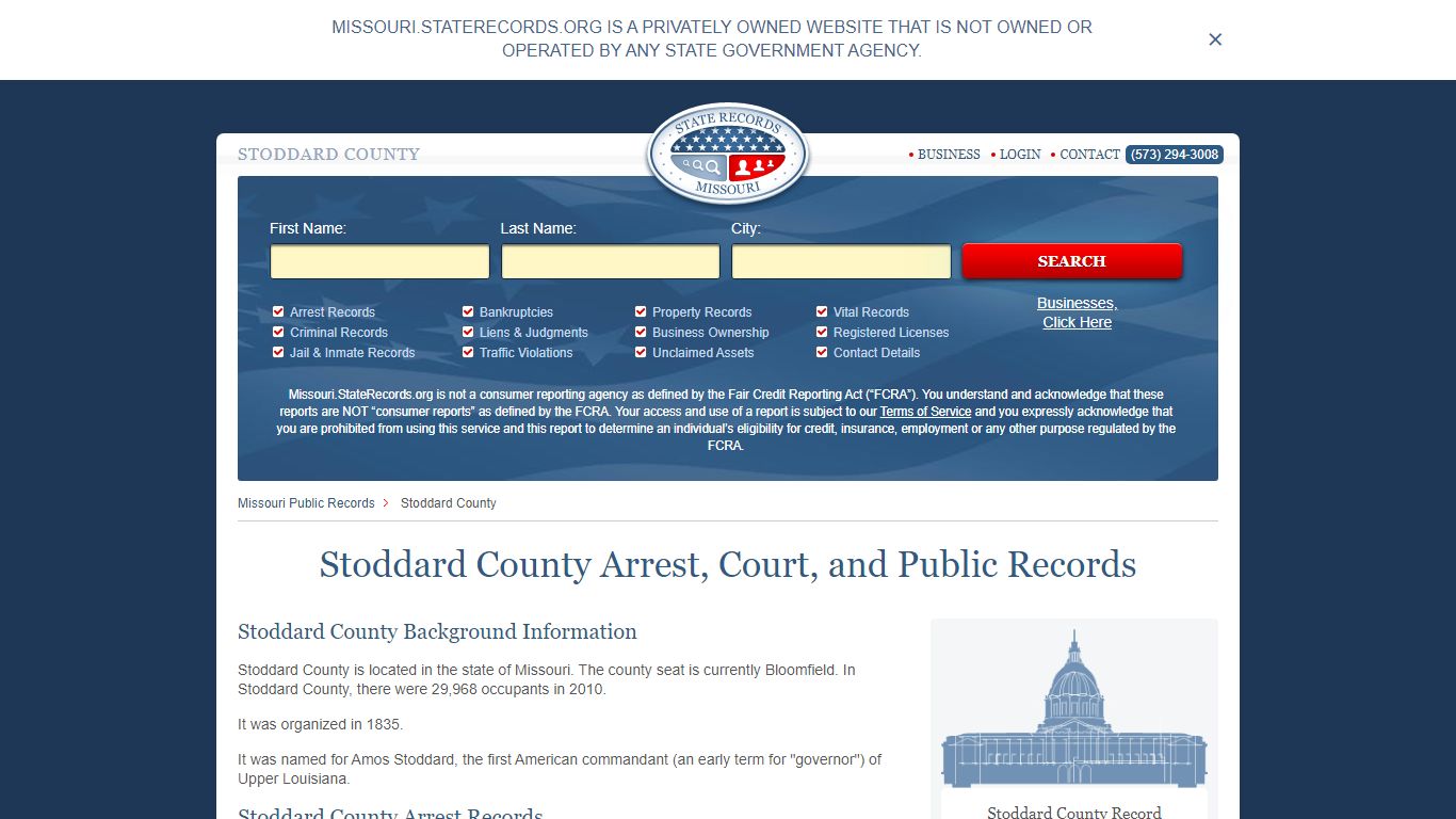 Stoddard County Arrest, Court, and Public Records