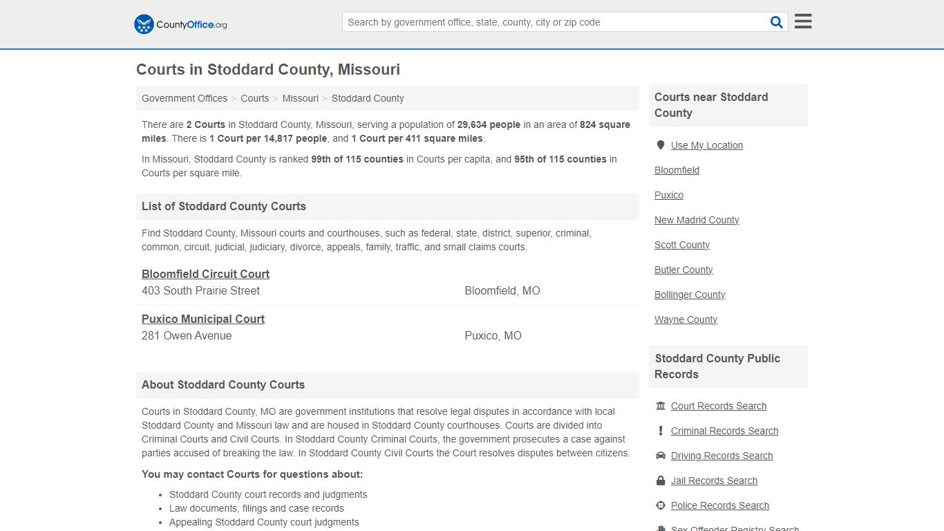 Courts - Stoddard County, MO (Court Records & Calendars)