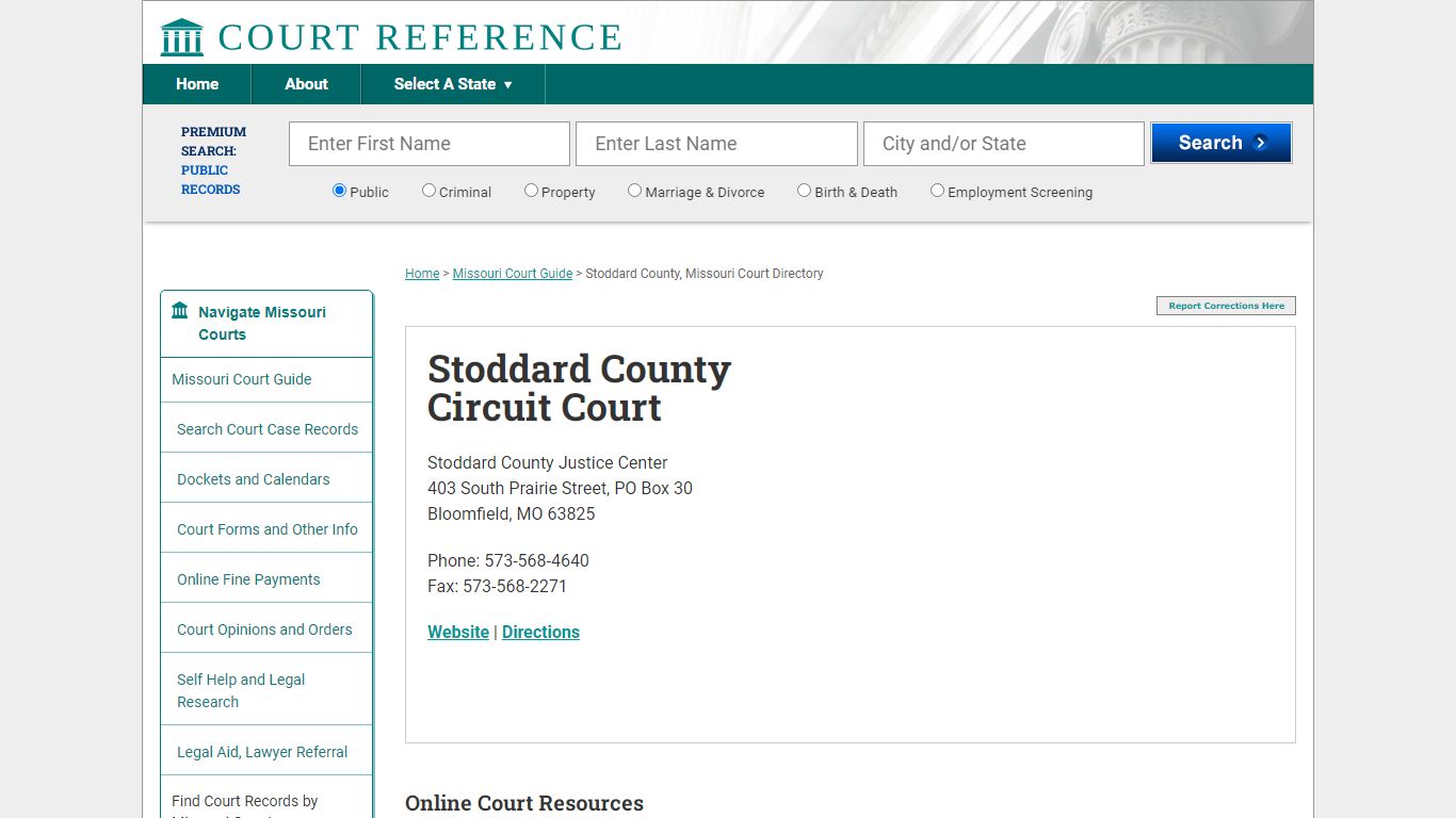 Stoddard County Circuit Court - CourtReference.com